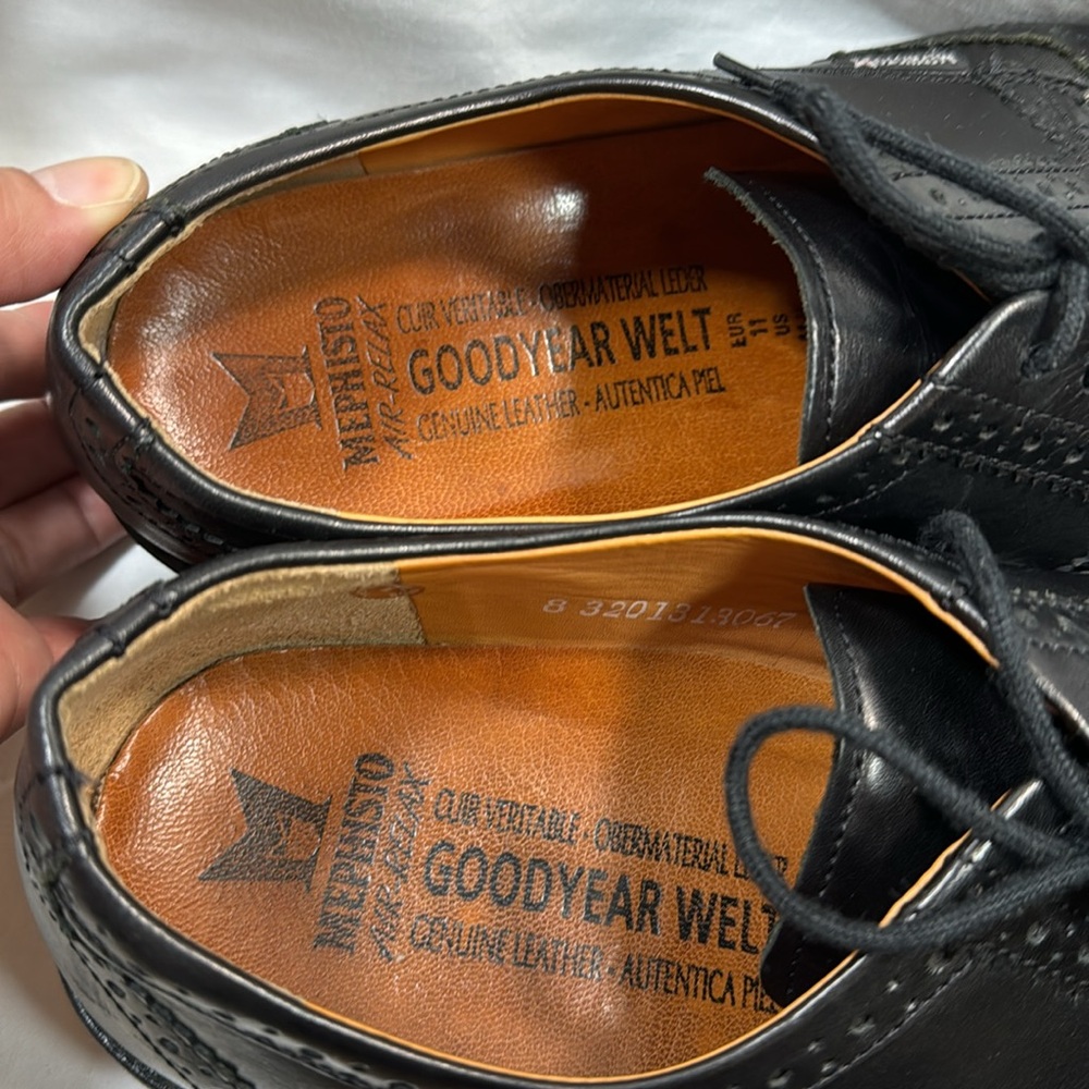 Mephisto Air-Relax Goodyear Welt Men’s Black Leather Oxford Shoes Size 11 1/2 - Picture 2 of 11